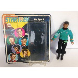 Vintage 1974 Mego Star Trek Mr. Spock 8"  + Original 6-Face Card - READ